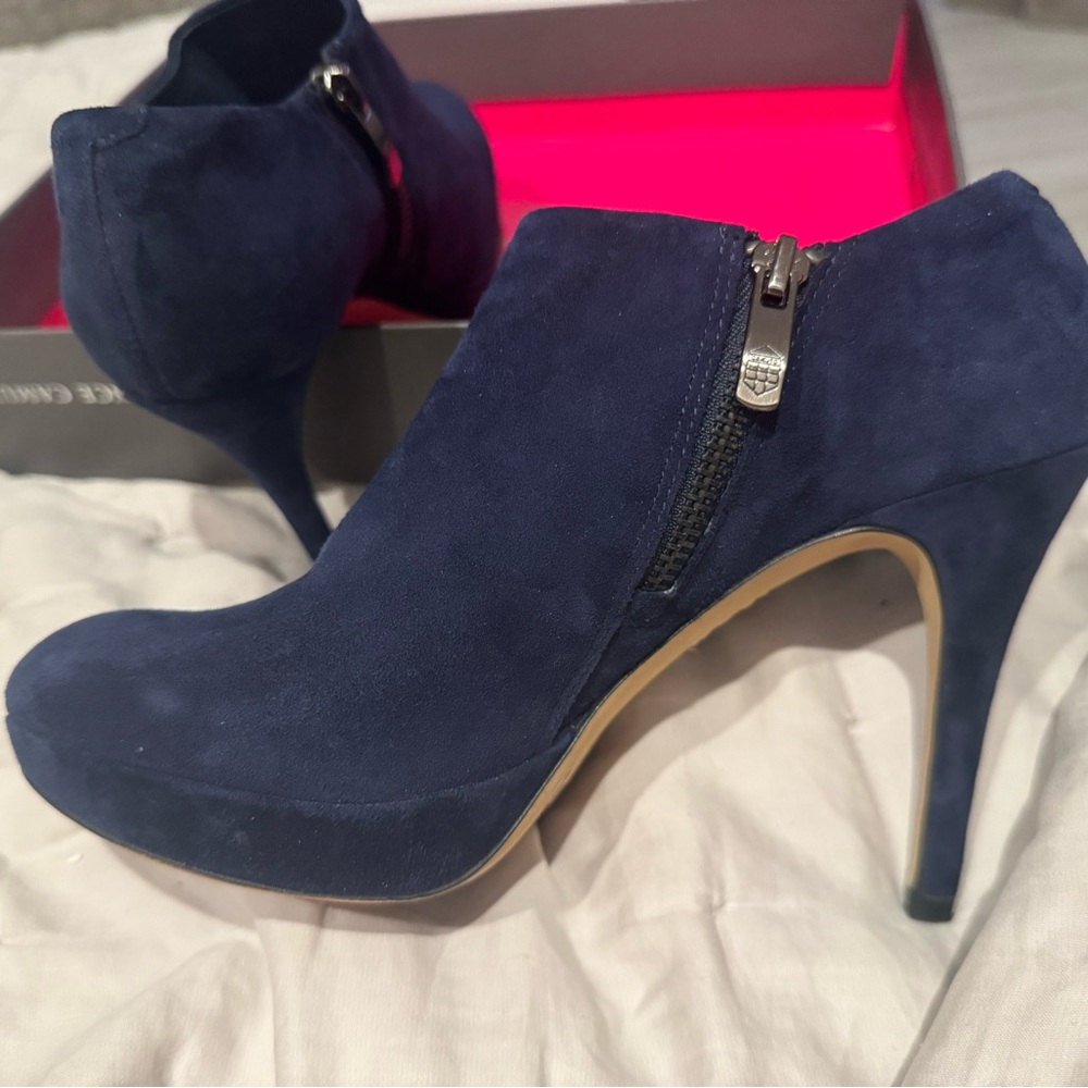 Vince Camuto Blue Heeled Boots with Suede Finish. Great condition
